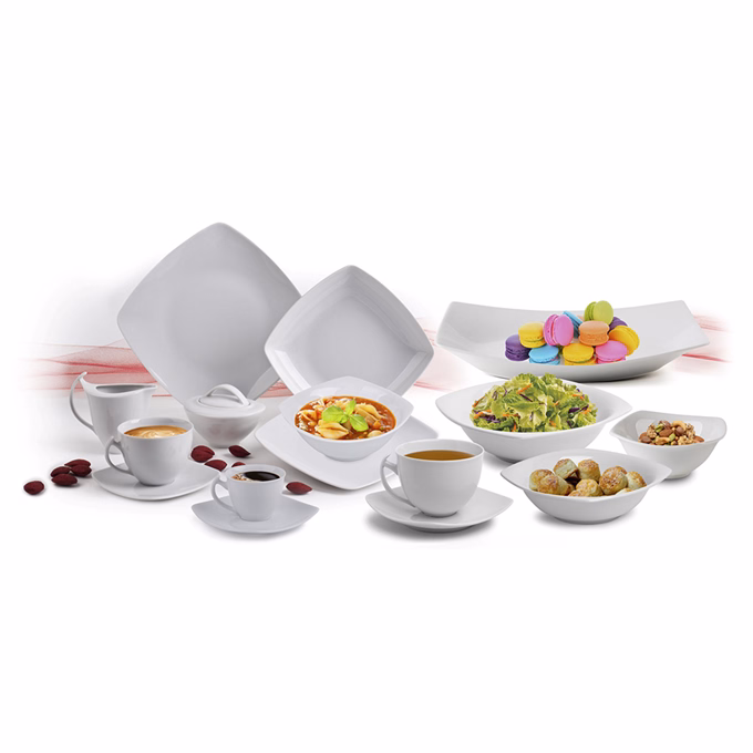 Desszertes tányér készlet ROTBERG Quadrate fehér 20 cm 6 darabos