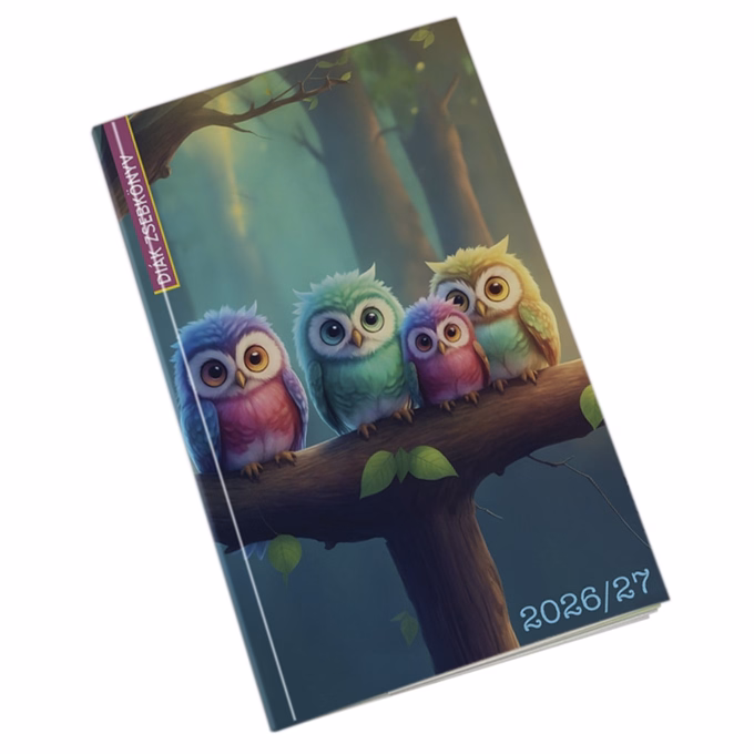 Diák zsebkönyv REALSYSTEM papírborító 125x205mm bagoly 2026-2027