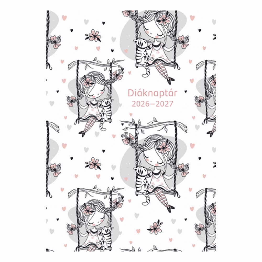 Diák zsebkönyv TOPTIMER papírborító B/6 heti 120x170mm Hintázó kislány 2026-2027