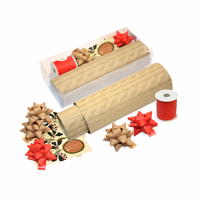 Díszcsomagoló CREATIVE szett karácsonyi öntapadós csillag, kötöző, papír