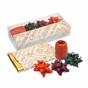 Karácsonyi díszcsomagoló CREATIVE szett öntapadós csillag, kötöző, papír