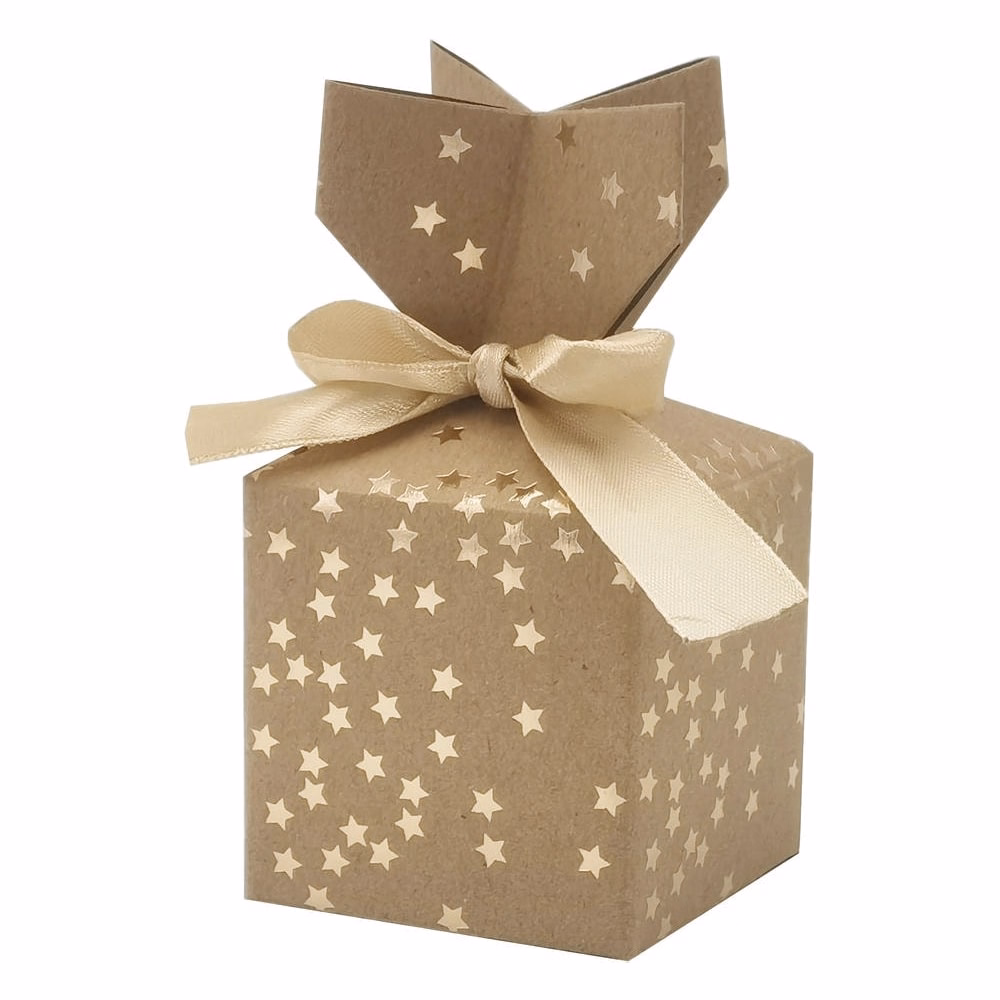 Karácsonyi díszdoboz CREATIVE csillagos-pöttyös-csíkos 7x7 cm 2 darabos