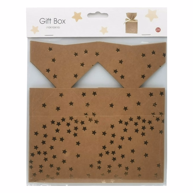 Karácsonyi díszdoboz CREATIVE csillagos-pöttyös-csíkos 7x7 cm 2 darabos