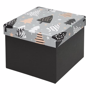 Karácsonyi díszdoboz CREATIVE karácsonyi M 16x16x13 karácsonyfás