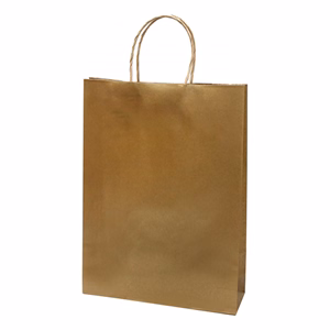 Dísztasak CREATIVE Classic Simple L 26x35x8 cm kraft egyszínű arany sodort füles