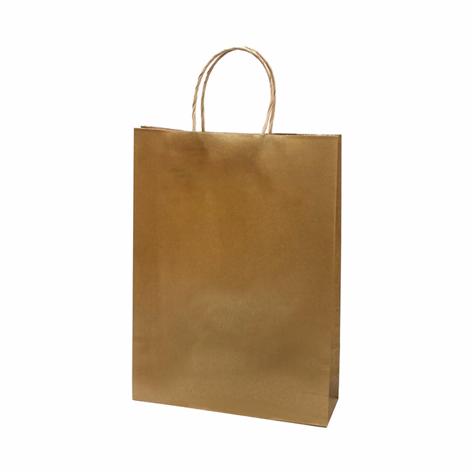 Dísztasak CREATIVE Classic Simple L 26x35x8 cm kraft egyszínű arany sodort füles