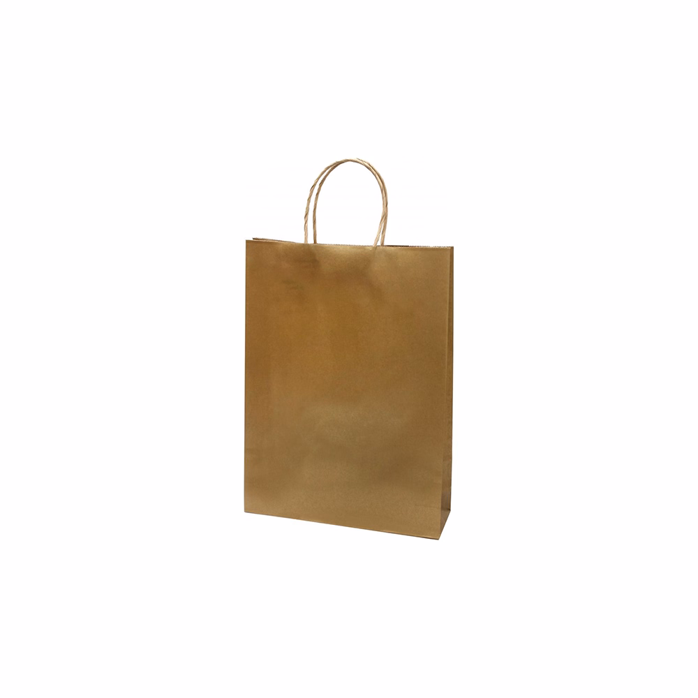 Dísztasak CREATIVE Classic Simple L 26x35x8 cm kraft egyszínű arany sodort füles