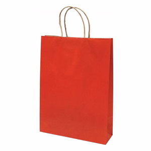 Dísztasak CREATIVE Classic Simple L 26x35x8 cm kraft egyszínű piros sodort füles