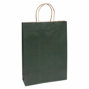 Dísztasak CREATIVE Classic Simple L 26x35x8 cm kraft egyszínű sötétzöld sodort füles