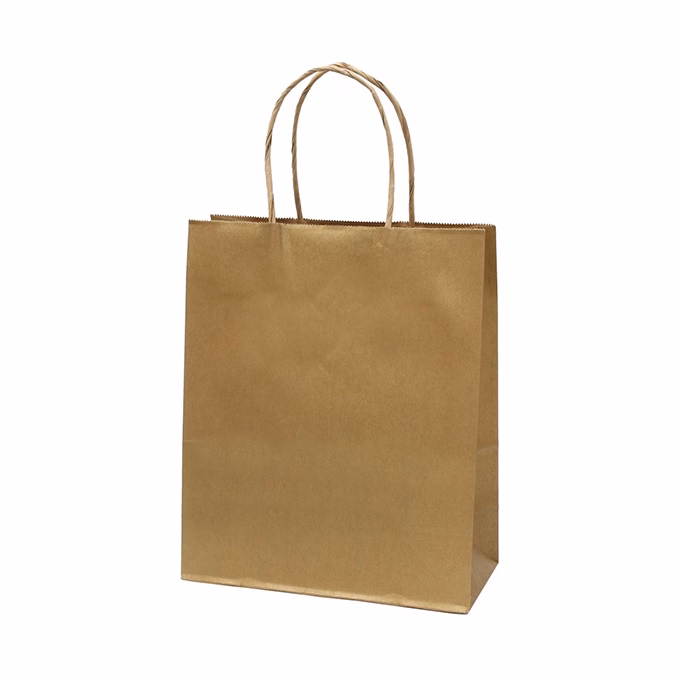 Dísztasak CREATIVE Classic Simple M 22x25x10 cm kraft egyszínű arany sodort füles