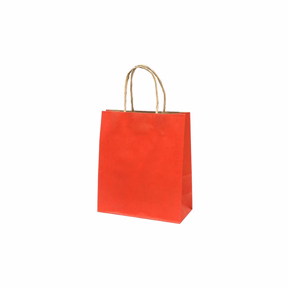 Dísztasak CREATIVE Classic Simple M 22x25x10 cm kraft egyszínű piros sodort füles