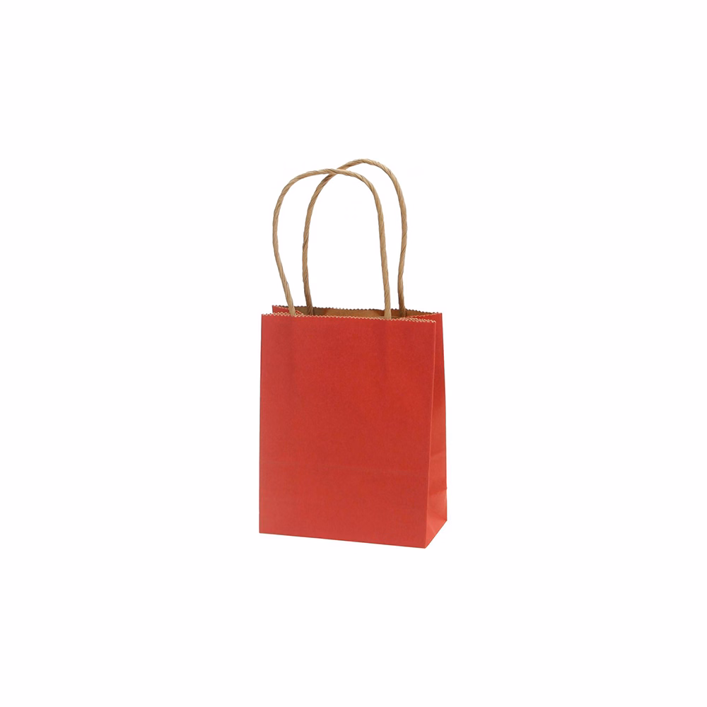 Dísztasak CREATIVE Classic Simple S 12x15x5,5 cm kraft egyszínű piros sodort füles