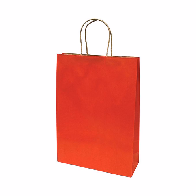 Dísztasak CREATIVE Classic Simple XL 31x42x11 cm kraft egyszínű piros sodort füles