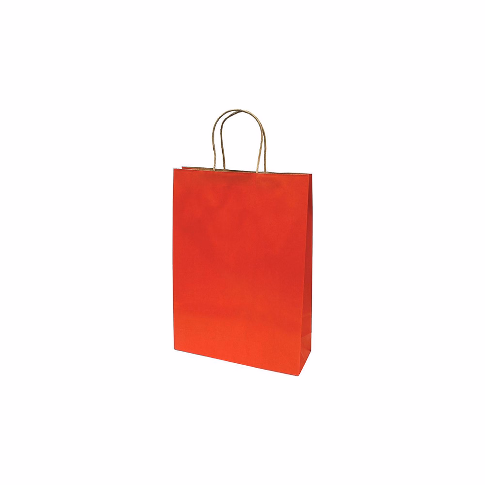 Dísztasak CREATIVE Classic Simple XL 31x42x11 cm kraft egyszínű piros sodort füles