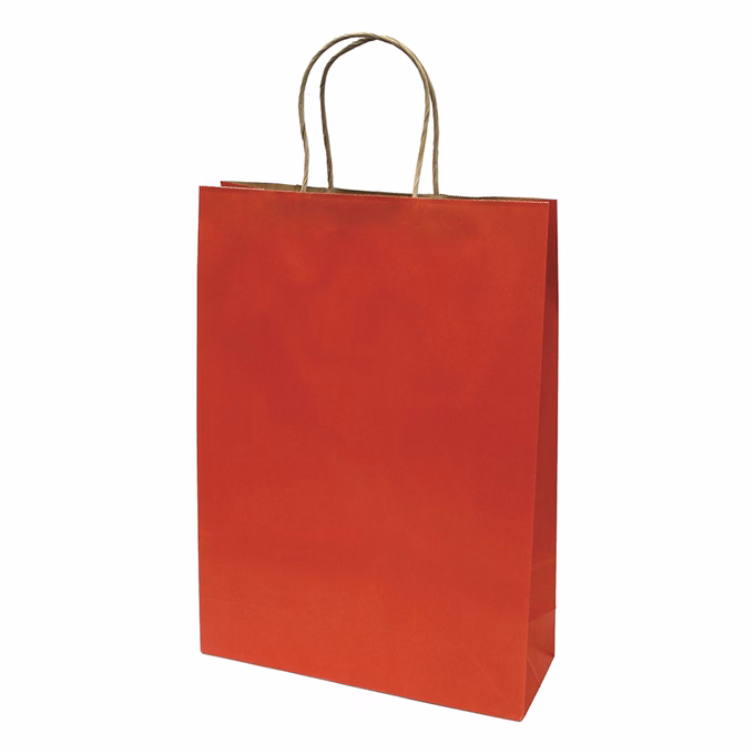Dísztasak CREATIVE Classic Simple XL 31x42x11 cm kraft egyszínű piros sodort füles