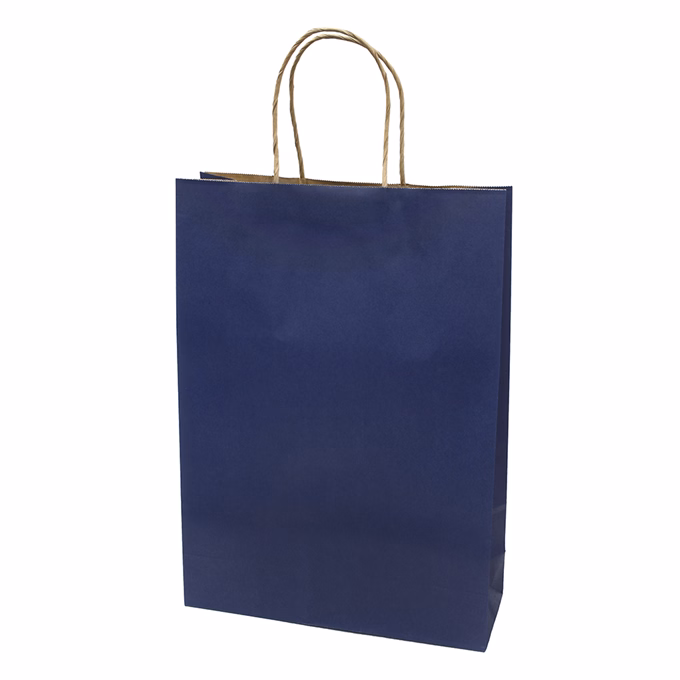 Dísztasak CREATIVE Classic Simple XL 31x42x11 cm kraft egyszínű sötétkék sodort füles