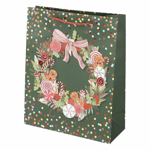 Karácsonyi dísztasak CREATIVE Deluxe Plus L 26x32x10 cm matt fóliás sodort füles