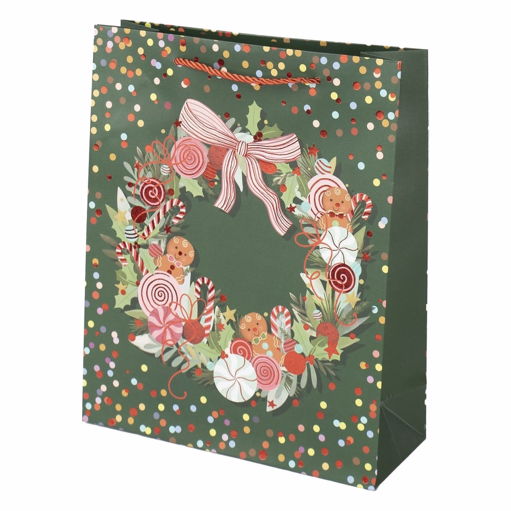 Karácsonyi dísztasak CREATIVE Deluxe Plus L 26x32x10 cm matt fóliás sodort füles