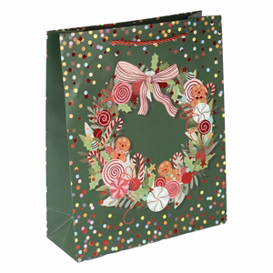 Karácsonyi dísztasak CREATIVE Deluxe Plus L 26x32x10 cm matt fóliás sodort füles