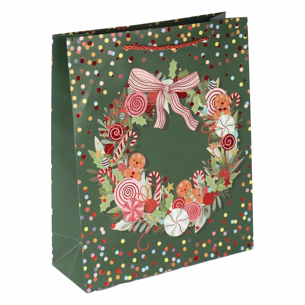 Karácsonyi dísztasak CREATIVE Deluxe Plus L 26x32x10 cm matt fóliás sodort füles