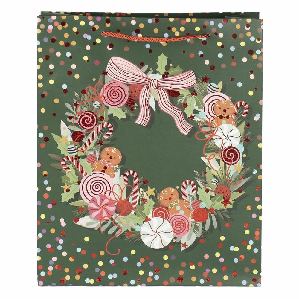 Karácsonyi dísztasak CREATIVE Deluxe Plus L 26x32x10 cm matt fóliás sodort füles