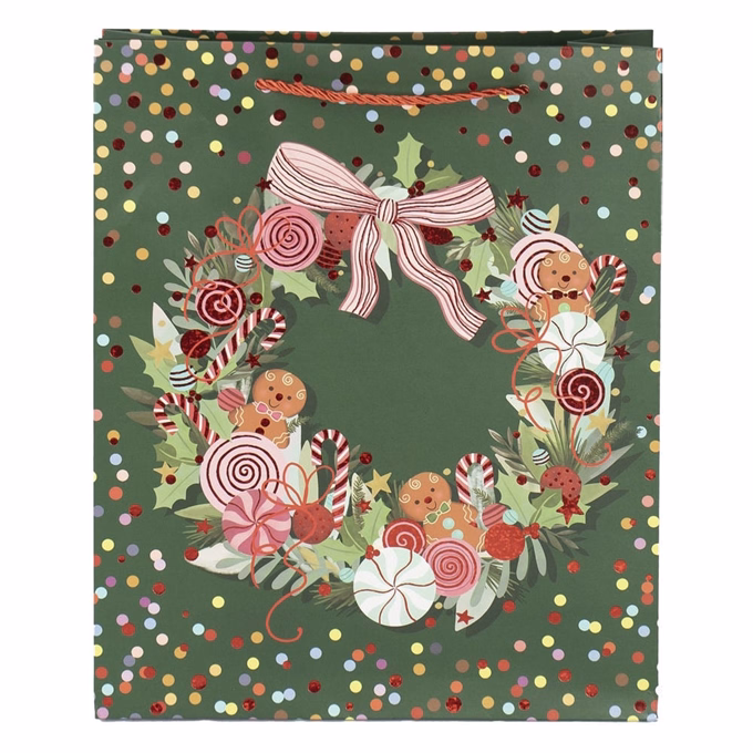 Karácsonyi dísztasak CREATIVE Deluxe Plus L 26x32x10 cm matt fóliás sodort füles