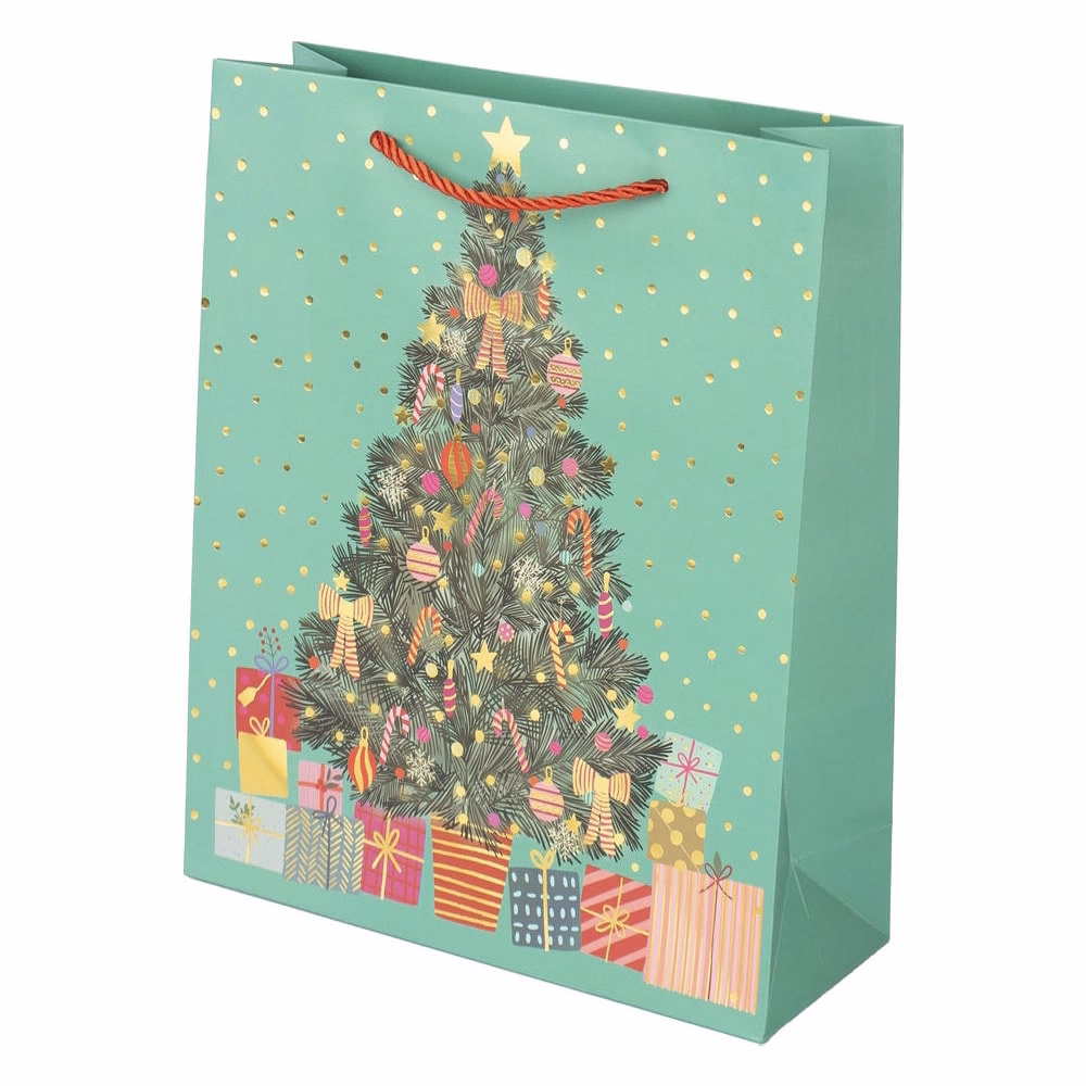 Karácsonyi dísztasak CREATIVE Deluxe Plus L 26x32x10 cm matt fóliás sodort füles