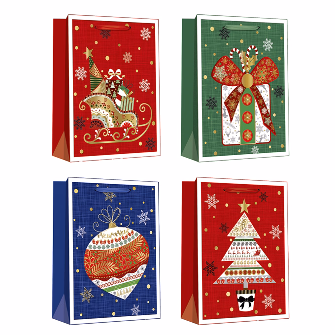 Dísztasak CREATIVE Delucm x e Plus cm x L 30cm x 42cm x 12 cm ünnepi mintás matt fóliás szalagfüles