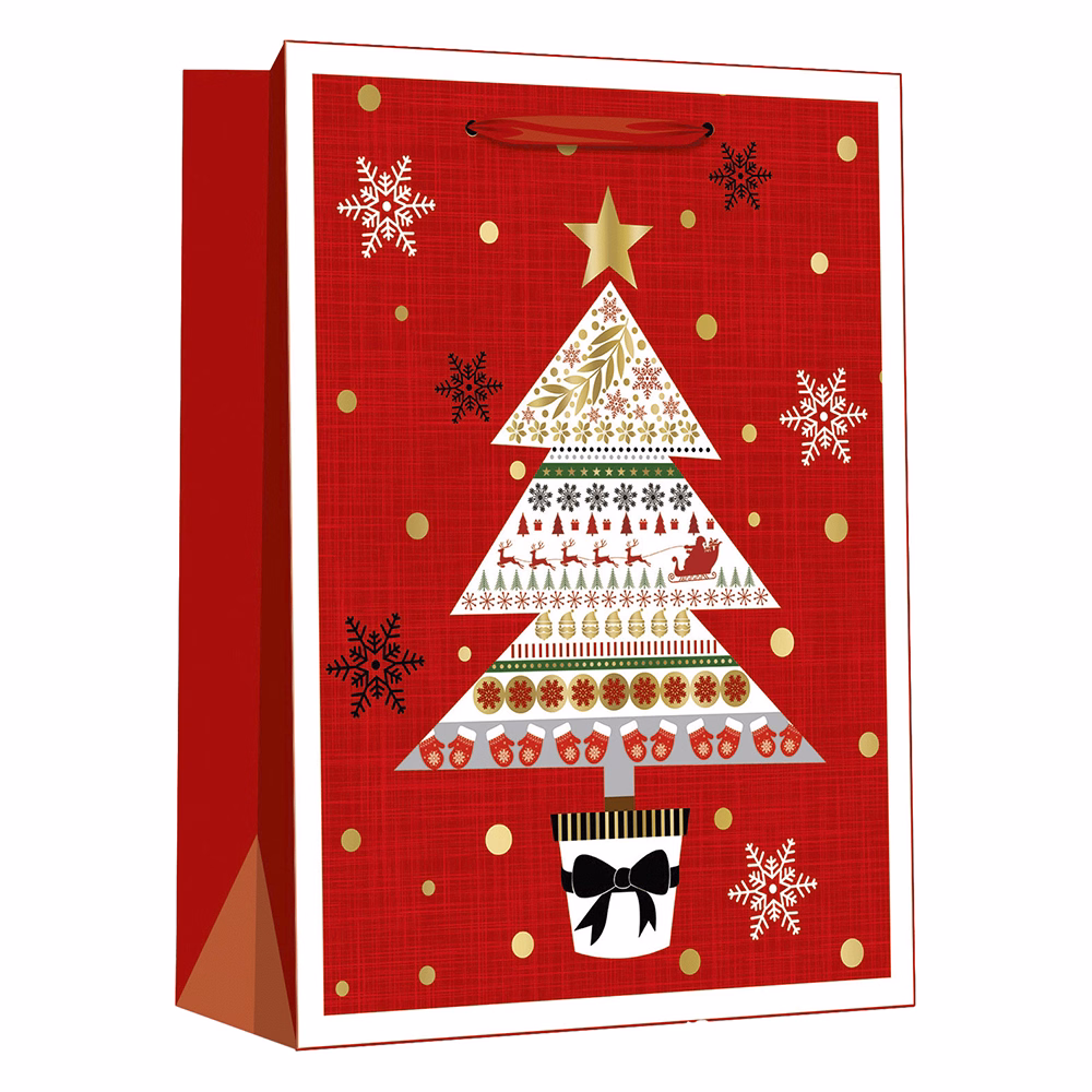 Dísztasak CREATIVE Delucm x e Plus cm x L 30cm x 42cm x 12 cm ünnepi mintás matt fóliás szalagfüles