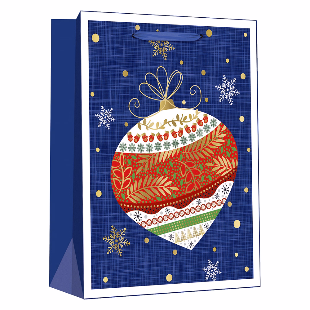 Dísztasak CREATIVE Delucm x e Plus cm x L 30cm x 42cm x 12 cm ünnepi mintás matt fóliás szalagfüles