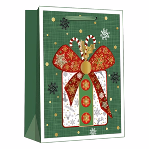 Dísztasak CREATIVE Delucm x e Plus cm x L 30cm x 42cm x 12 cm ünnepi mintás matt fóliás szalagfüles