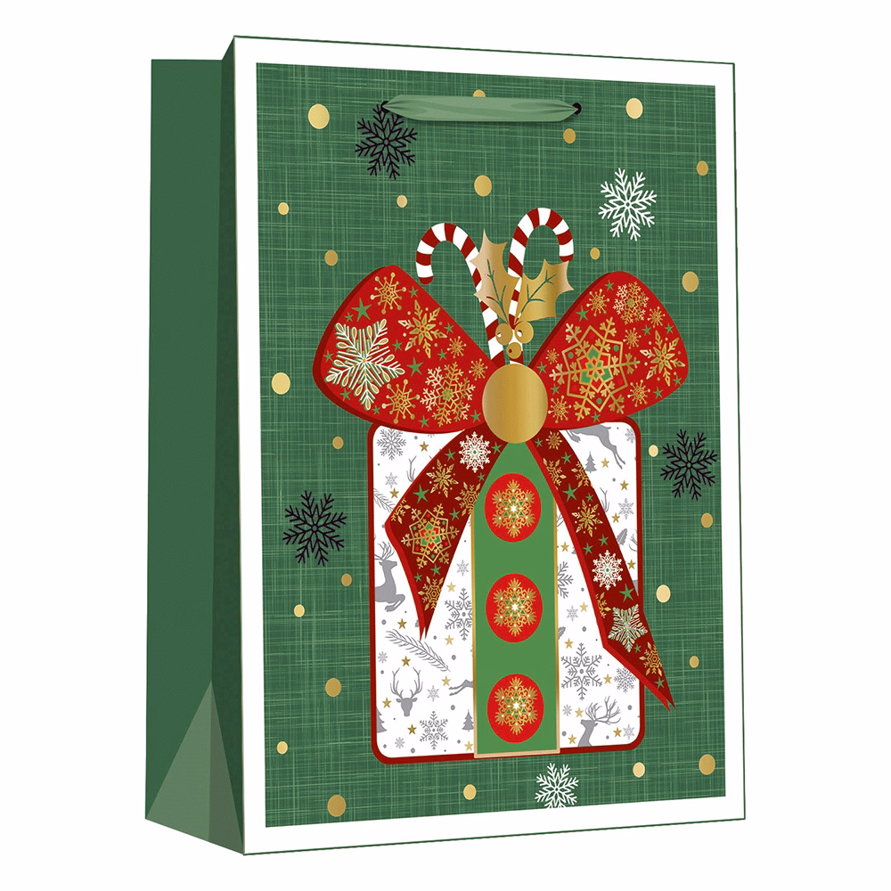 Dísztasak CREATIVE Delucm x e Plus cm x L 30cm x 42cm x 12 cm ünnepi mintás matt fóliás szalagfüles