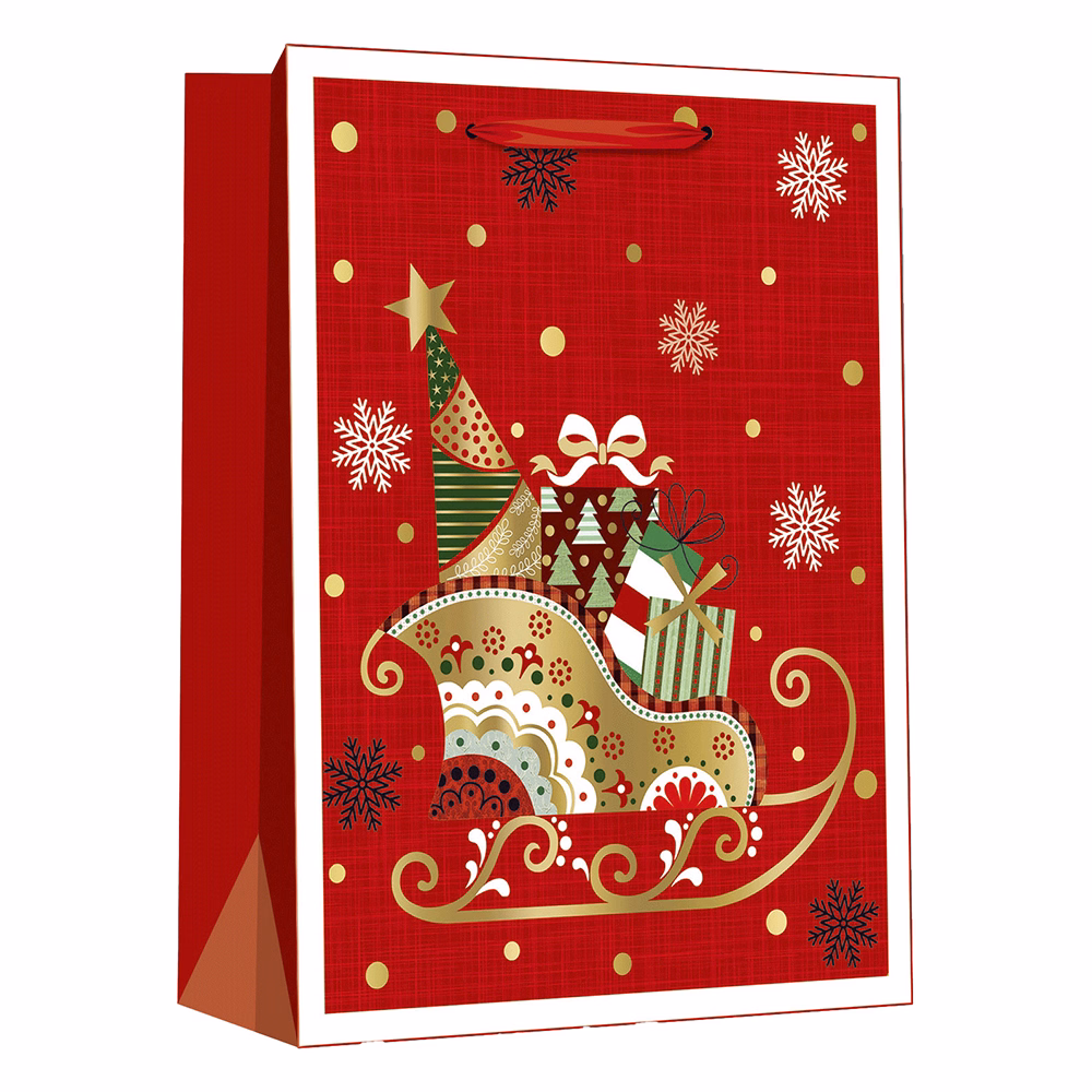 Dísztasak CREATIVE Delucm x e Plus cm x L 30cm x 42cm x 12 cm ünnepi mintás matt fóliás szalagfüles