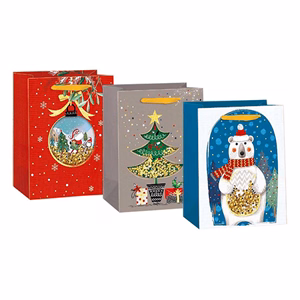 Dísztasak CREATIVE Deluxe Plus L 26x23x12 cm karácsonyi színes filteres szalagfüles