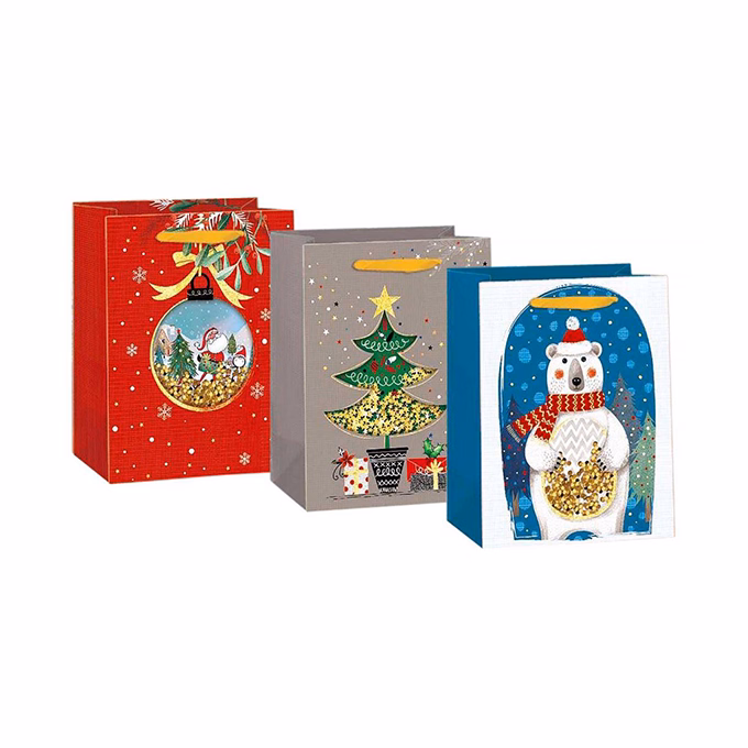 Dísztasak CREATIVE Deluxe Plus L 26x23x12 cm karácsonyi színes filteres szalagfüles