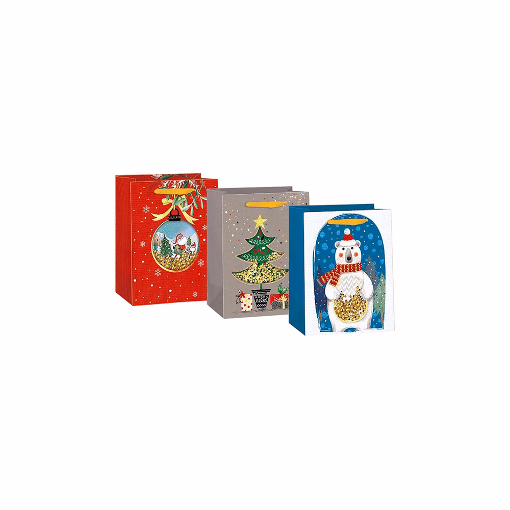 Dísztasak CREATIVE Deluxe Plus L 26x23x12 cm karácsonyi színes filteres szalagfüles