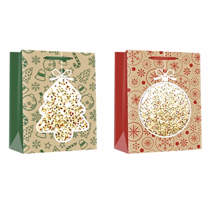 Dísztasak CREATIVE Deluxe Plus L 26x23x12 cm karácsonyi színes filteres szalagfüles
