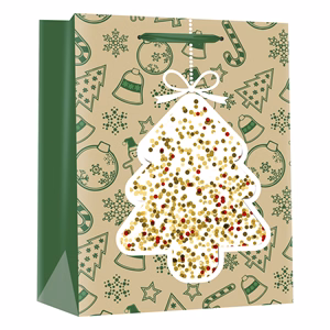 Dísztasak CREATIVE Deluxe Plus L 26x23x12 cm karácsonyi színes filteres szalagfüles
