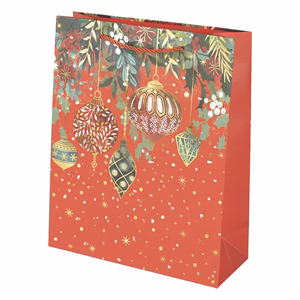Karácsonyi dísztasak CREATIVE Deluxe Plus L 26x32x10 cm matt fóliás sodort füles
