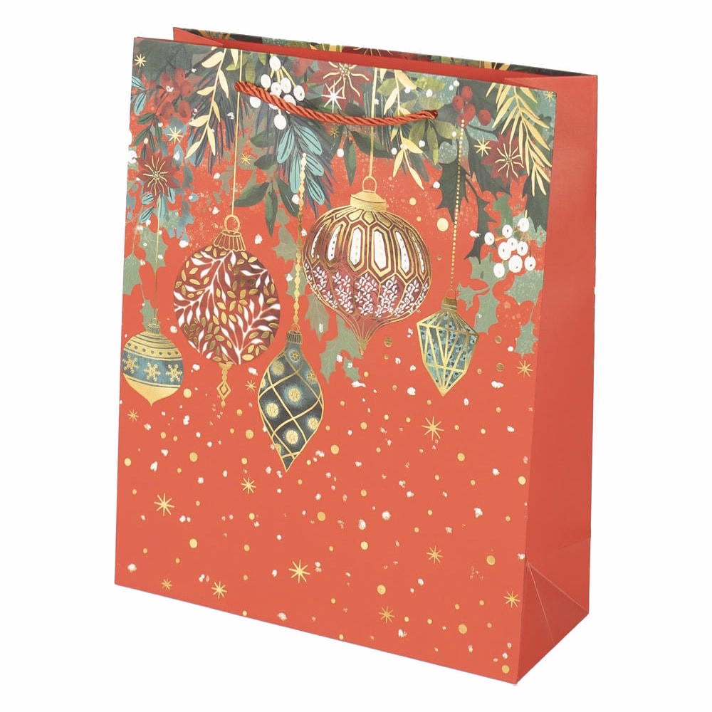 Karácsonyi dísztasak CREATIVE Deluxe Plus L 26x32x10 cm matt fóliás sodort füles