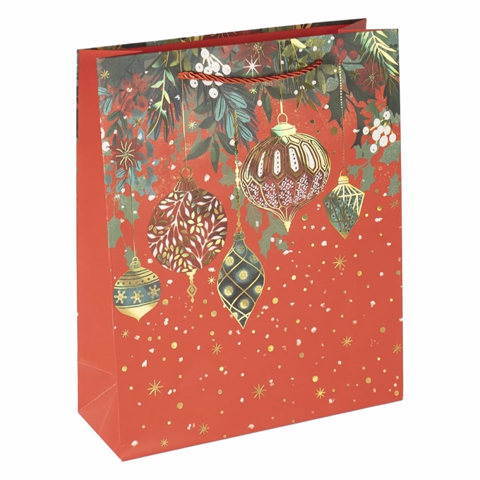 Karácsonyi dísztasak CREATIVE Deluxe Plus L 26x32x10 cm matt fóliás sodort füles