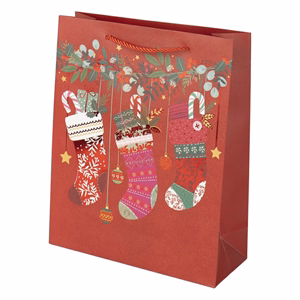 Karácsonyi dísztasak CREATIVE Deluxe Plus L 26x32x10 cm matt fóliás sodort füles