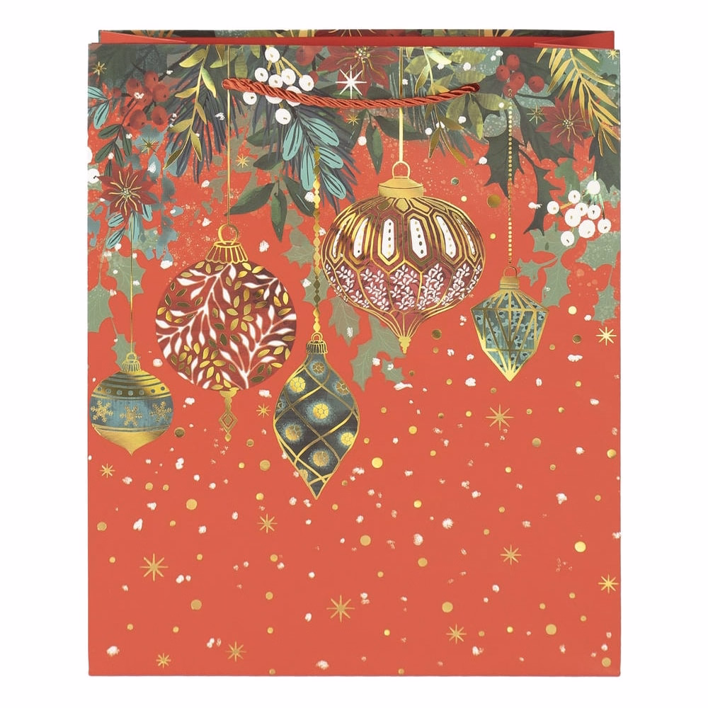 Karácsonyi dísztasak CREATIVE Deluxe Plus L 26x32x10 cm matt fóliás sodort füles