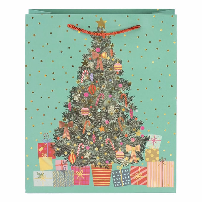 Karácsonyi dísztasak CREATIVE Deluxe Plus L 26x32x10 cm matt fóliás sodort füles