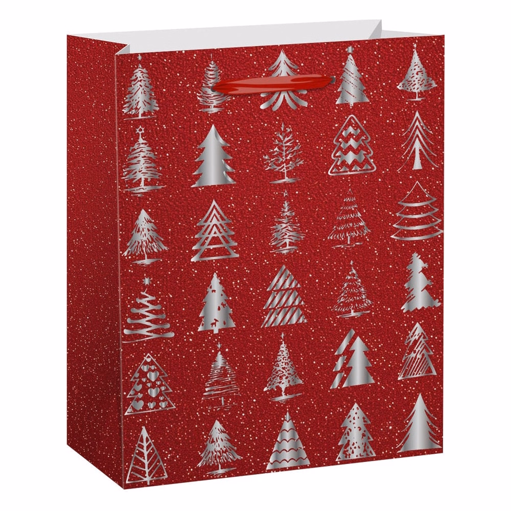 Karácsonyi dísztasak CREATIVE Deluxe Plus L 26x32x12 cm színes matt glitteres szalagfüles