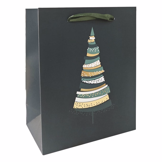 Karácsonyi dísztasak CREATIVE Deluxe Plus M 18x23x10 cm matt fóliás szalagfüles