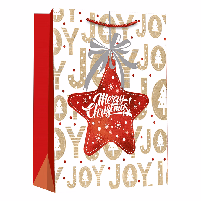 Dísztasak CREATIVE Deluxe Plus M 18x23x10 cm karácsonyi matt fóliás sodort füles