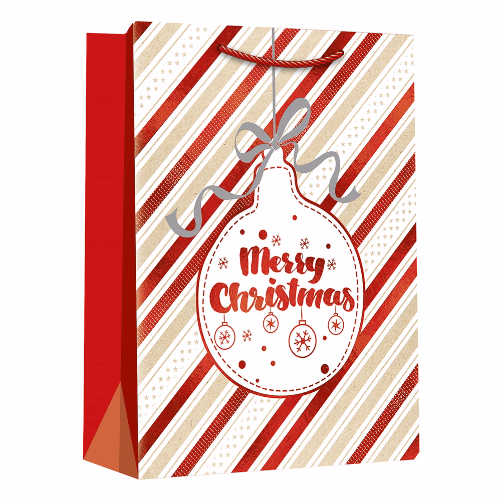 Dísztasak CREATIVE Deluxe Plus M 18x23x10 cm karácsonyi matt fóliás sodort füles