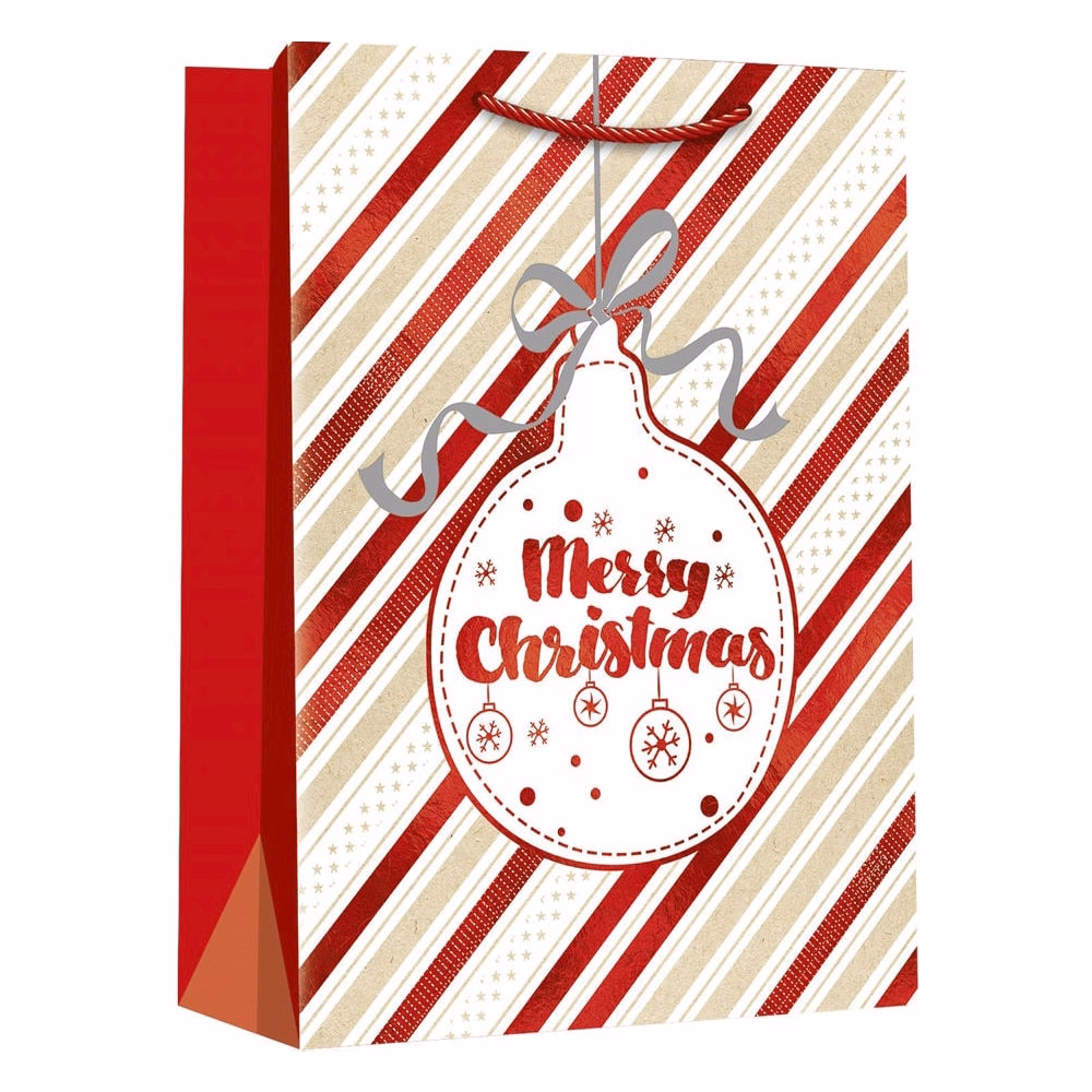 Karácsonyi dísztasak CREATIVE Deluxe Plus M 18x23x10 cm matt fóliás sodort füles