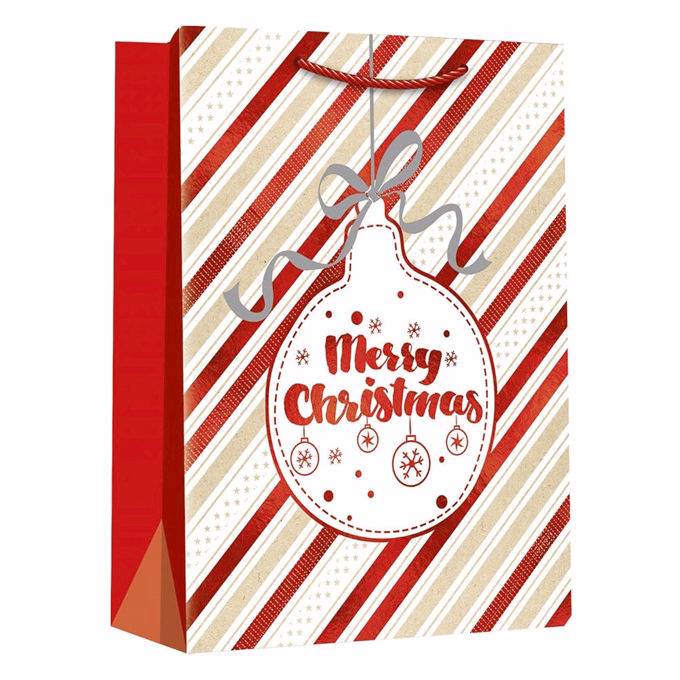 Karácsonyi dísztasak CREATIVE Deluxe Plus M 18x23x10 cm matt fóliás sodort füles